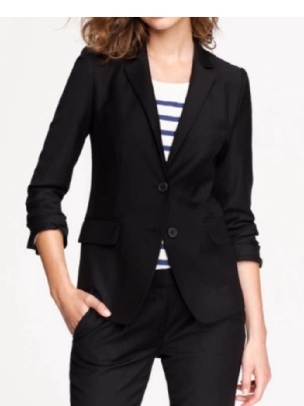 J. Crew Black Bi-Stretch Wool Two-Button Tailored Blazer size 2 Tall